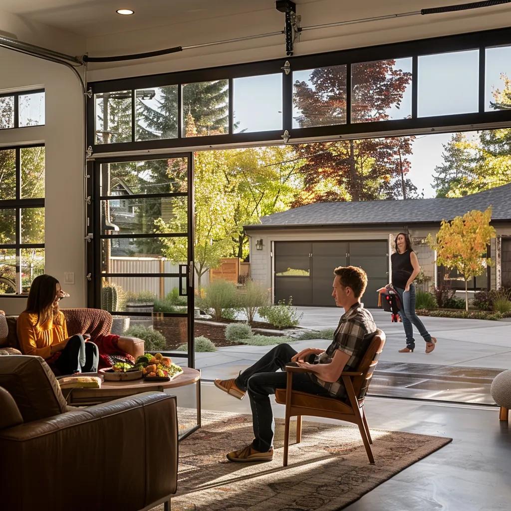 Family enjoying a quiet home environment thanks to insulated garage door noise reduction